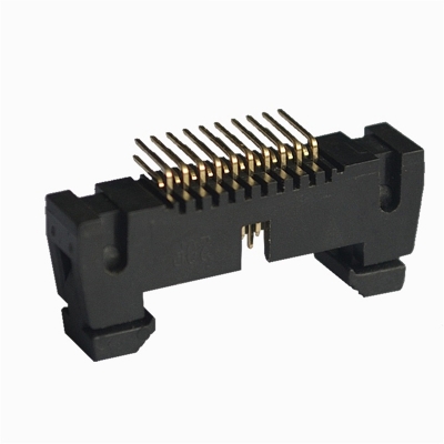 1.27mm box header with latches right angle side entry DIP type connector